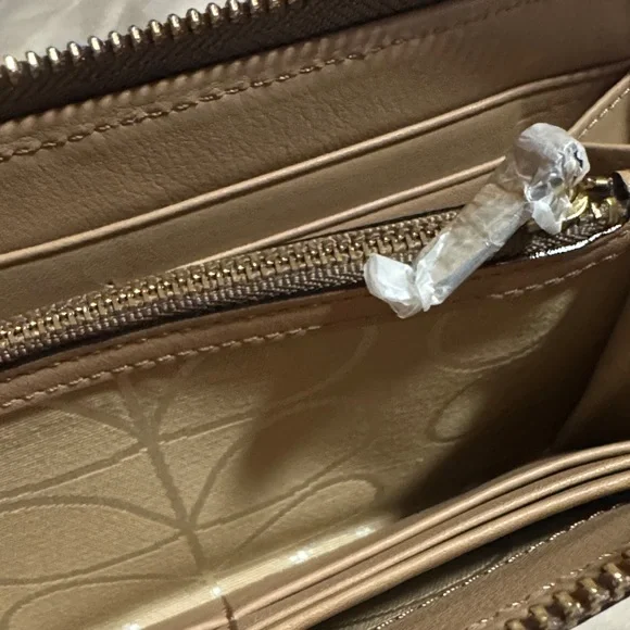 Orla Kiely tan and orange Perforated Wallet - Picture 3 of 5